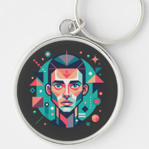 Porte-clés Portrait géométrique