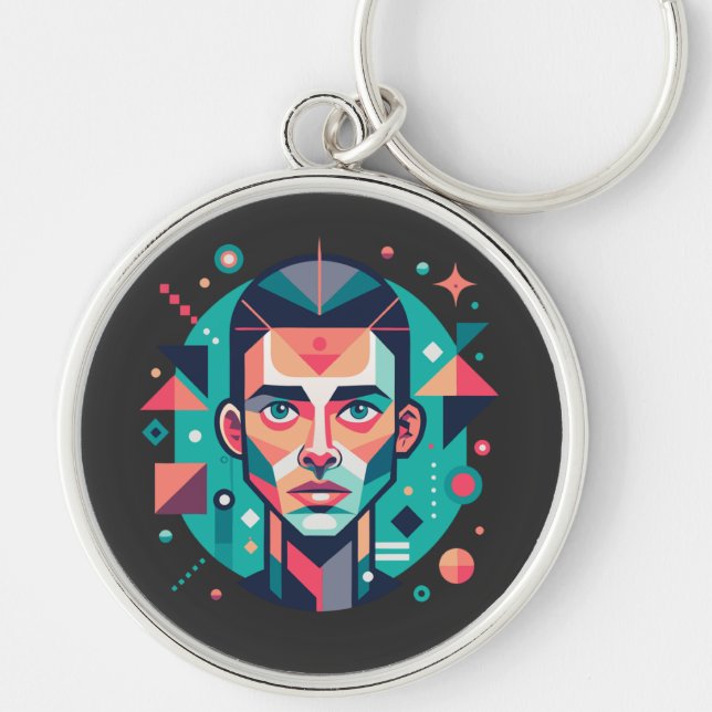 Porte-clés Portrait géométrique (Devant)