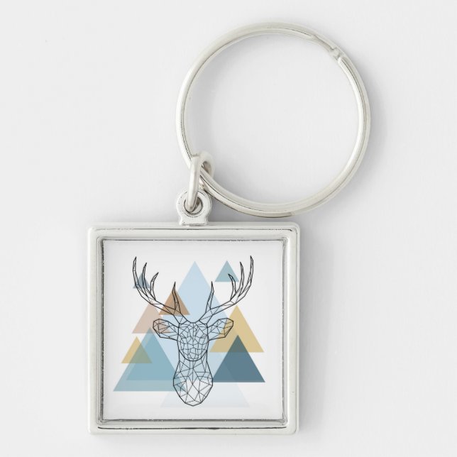 Porte-clés Portrait géométrique de cerfs communs (Devant)
