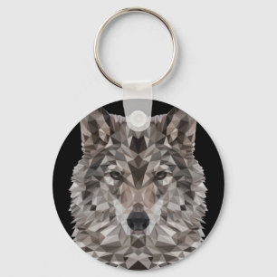 Porte-clés Portrait géométrique du loup gris