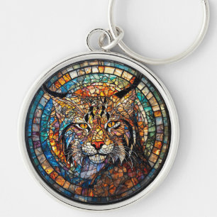 Porte-clés Portrait Lynx en verre tendu