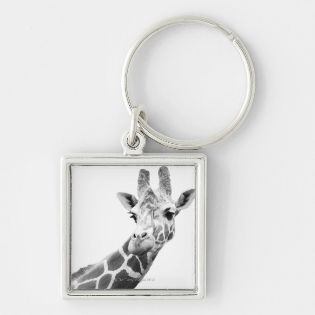 Porte-clés Portrait noir et blanc d'une girafe (Devant)