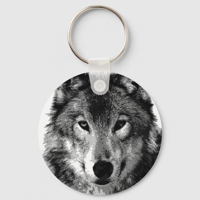 Porte-clés Portrait noir et blanc Wolf (Recto)