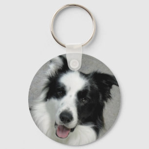 Porte-clés Portrait photo Collie Bordure