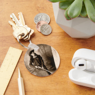 Porte-clés Portrait photo vintage, Miss Annie Oakley et Gun