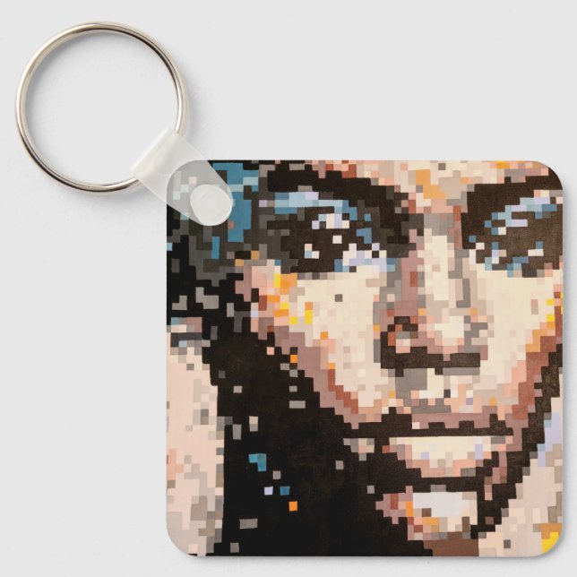 Porte-clés Portrait pixelisé avec une expression féroce (Recto)