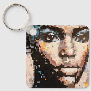 Porte-clés Portrait pixelisé gras