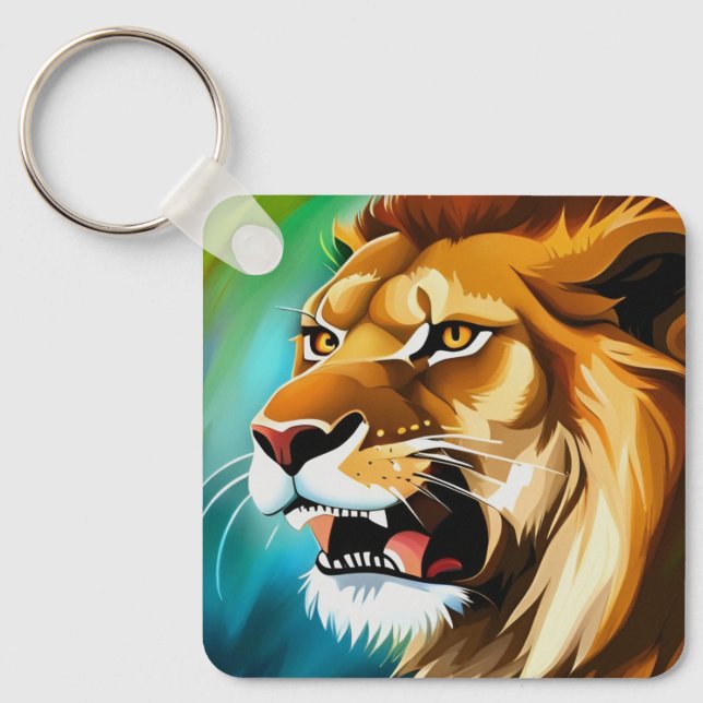 Porte-clés Portrait Posé côté Lion rugissant-57566 (Recto)