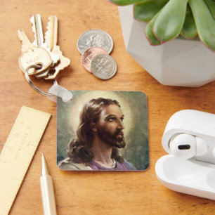 Porte-clés Portrait religieux vintage de Jésus-Christ avec ha