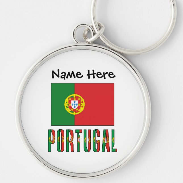 Porte-clés Portugal and Portuguese Flag with Your Name (Devant)