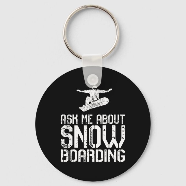 Porte-clés Posez-moi la question de Snowboard Funky Snowboard (Recto)