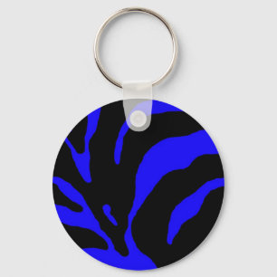 Porte-clés Poster de animal en bande bleu Zebra