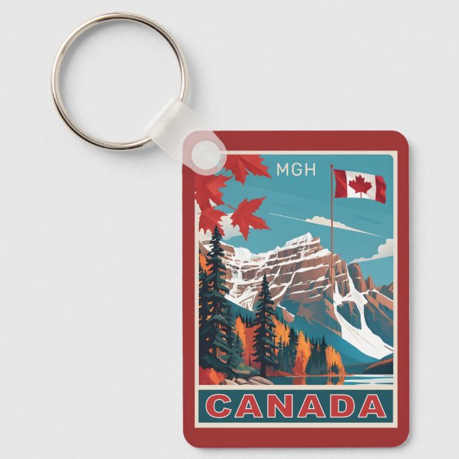 Porte-clés Poster de voyage sur mesure Monogramme Canada (Recto)