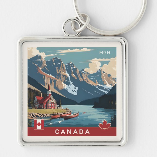 Porte-clés Poster de voyage sur mesure Monogramme Canada (Devant)