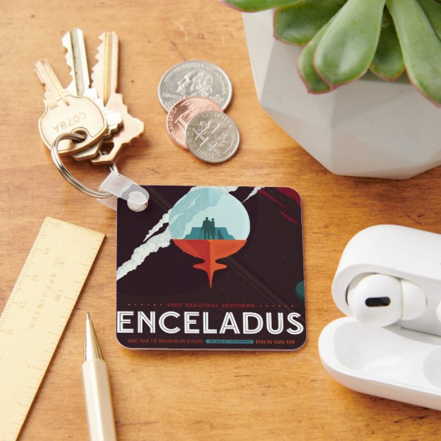 Porte-clés Poster Espace Rétro Mission Cassini À Saturne (Bureau)