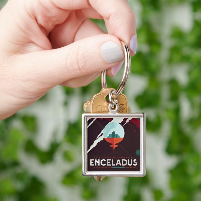 Porte-clés Poster Espace Rétro Mission Cassini À Saturne (main)