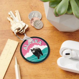 Porte-clés Poster Vintage voyage, Ours noir de l'Alaska en ne