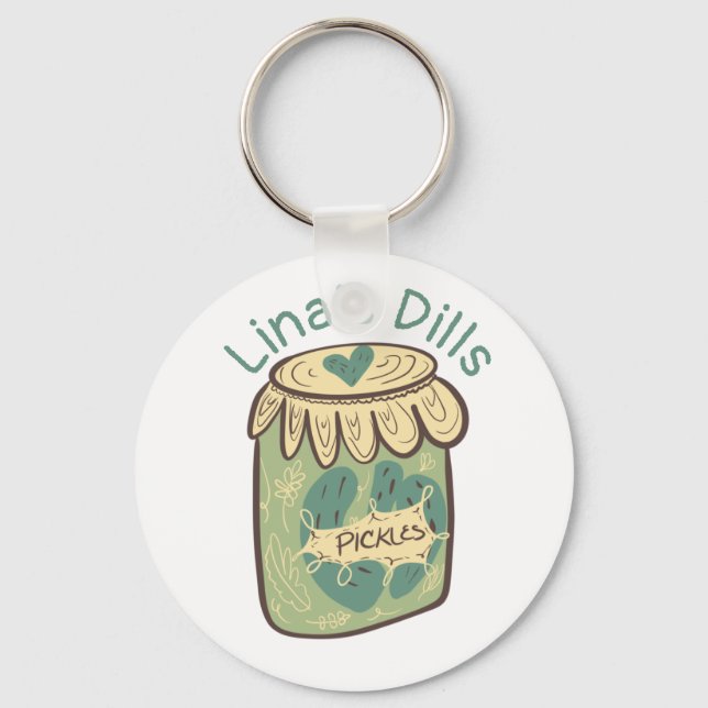 Porte-clés Pot de cornichons drôle amateur de nourriture vert (Recto)