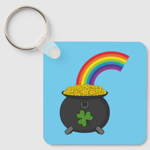 Porte-clés Pot de dessin en or arc-en-ciel
