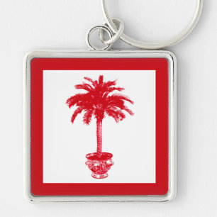 Porte-clés Potted Palm Tree - deep red and white