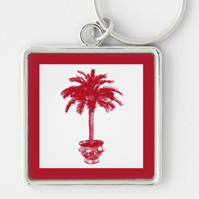 Porte-clés Potted Palm Tree - deep red and white (Devant)