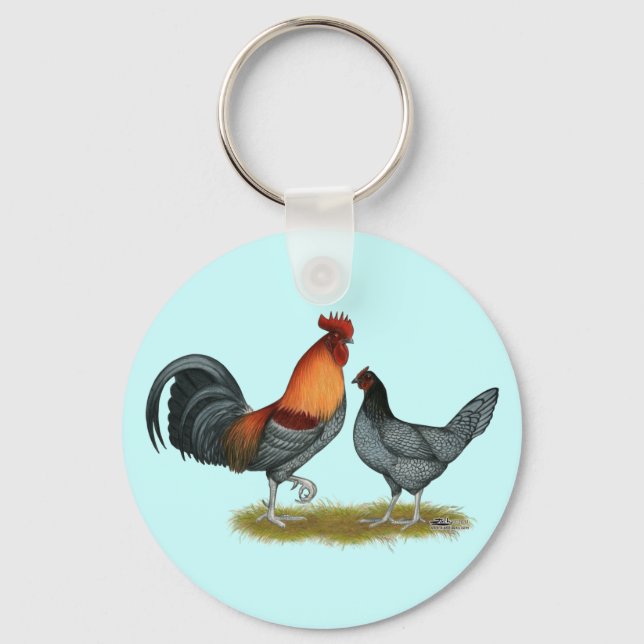 Porte-clés Poule bleue du Delaware (Recto)