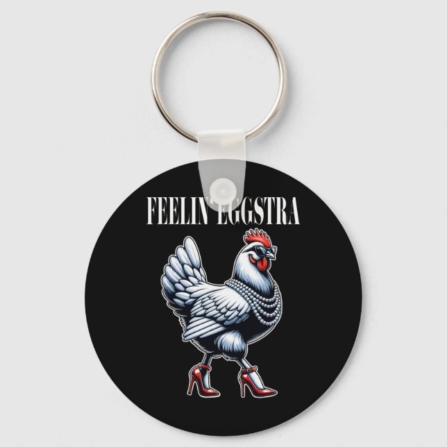 Porte-clés Poule Drôle de Sentiment Graphisme Eggstra Femmes  (Recto)