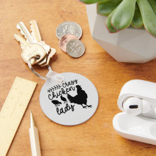 Porte-clés poule folle mot art