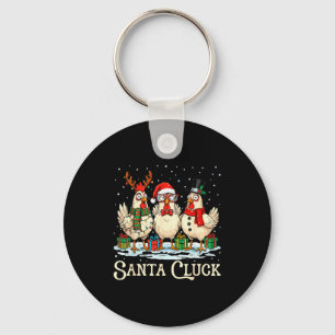 Porte-clés Poule Santa Cluck Noël Animaux de Ferme Drôle