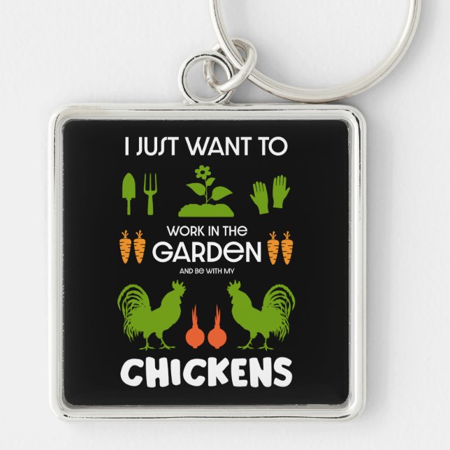 Porte-clés Poules Et Jardinage (Devant)