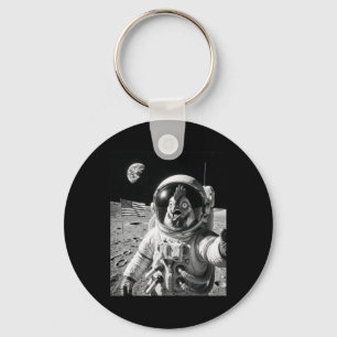 Porte-clés Poulet astronaute selfie sur la lune drôle de poul