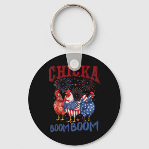 Porte-clés Poulet Boom Boom Drôle de Chicka patriotique 4 jui