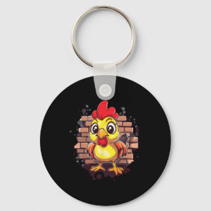 Porte-clés Poulet de dessin animé drôle
