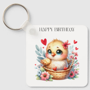 Porte-clés Poulet de naissance mignon.