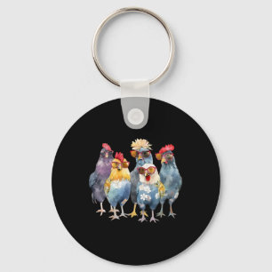 Porte-clés Poulet drôle graphique coloré hommes femmes enfant