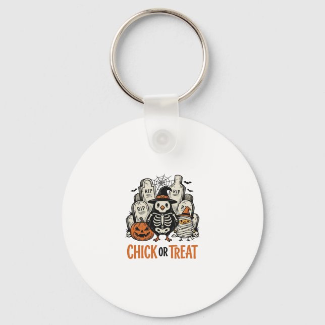 Porte-clés Poulet drôle ou traiter Graphique de poulet Hallow (Recto)