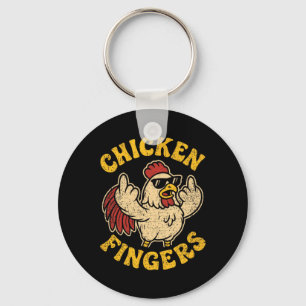 Porte-clés Poulet en colère retournant le doigt d'honneur Pun