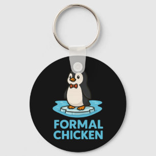Porte-clés Poulet Formel Pingouin Drôle Sur Glace Animal Blag