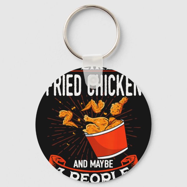 Porte-clés Poulet Frit Amoureux De Nourriture Plat Restaurant (Recto)