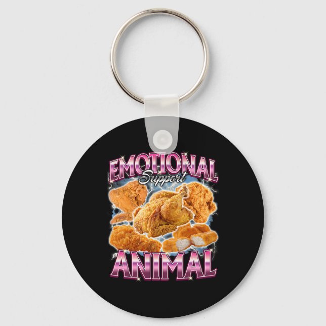 Porte-clés Poulet frit d'animal de soutien émotionnel Funny C (Recto)
