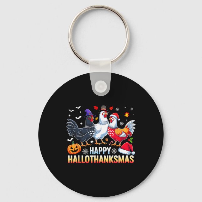 Porte-clés Poulet Joyeux Hallothanksmas Drôle d'Halloween Mer (Recto)