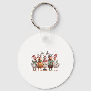 Porte-clés Poulet Lumières de Noël Santa Drôle Arbre de Noël