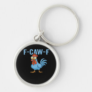 Porte-clés Poulet qui jure F-Caw-F de style rétro classique