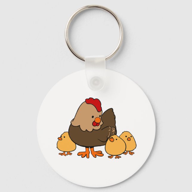 Porte-clés Poulets de caricature et poulets pour bébés (Recto)