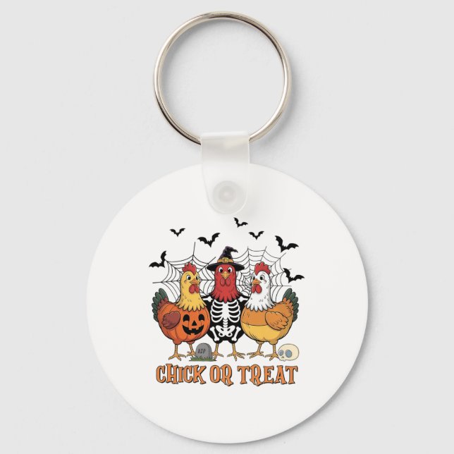 Porte-clés Poulets d'Halloween Squelette Chick Ou Treat Éffra (Recto)