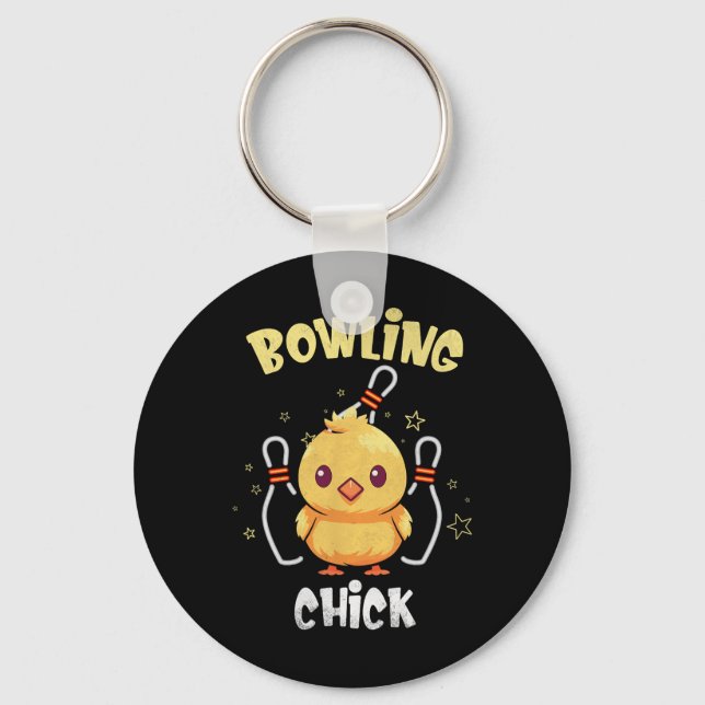 Porte-clés Poulette de bowling Athlète drôle de poulet Quille (Recto)