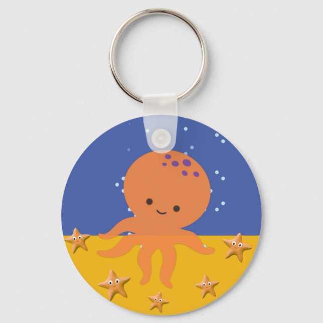 Porte-clés Poulpe Étoile de Mer Dessin Animé Mignon (Recto)