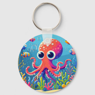 Porte-clés Poulpe mignon des Caraïbes/tropical/hawaïen
