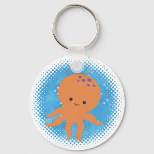 Porte-clés Poulpe mignon dessin animé fond aquarelle
