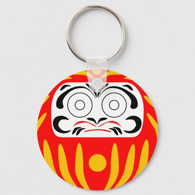 Porte-clés Poupée de daruma japonaise traditionnelle (Recto)
